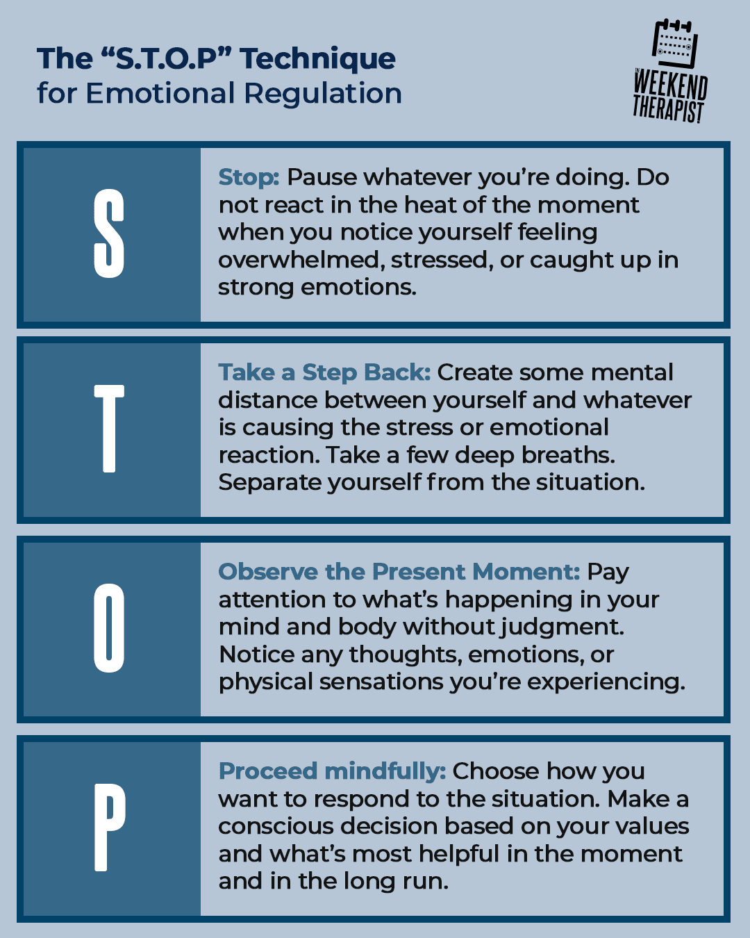 S.T.O.P Emotional Regulation Technique infographic